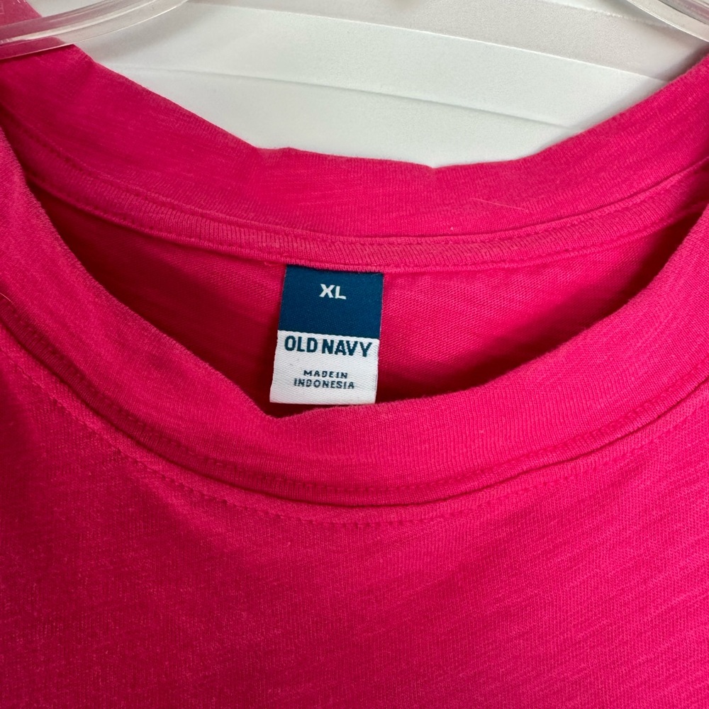 Old Navy Pink Tiered Babydoll Dress XL Short Sleeve Flowy Casual - Picture 2 of 2